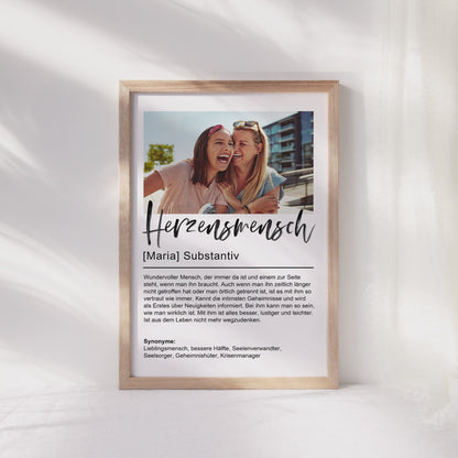 Herzensmensch Definition Poster Foto Fotoposter