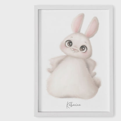 Baby Fußabdruck Bild Hase Fußabdrücke Personalisiert Babygeschenk zur Geburt Geschenk Kleinkind Kinderzimmerdeko (Ohne Farbe)