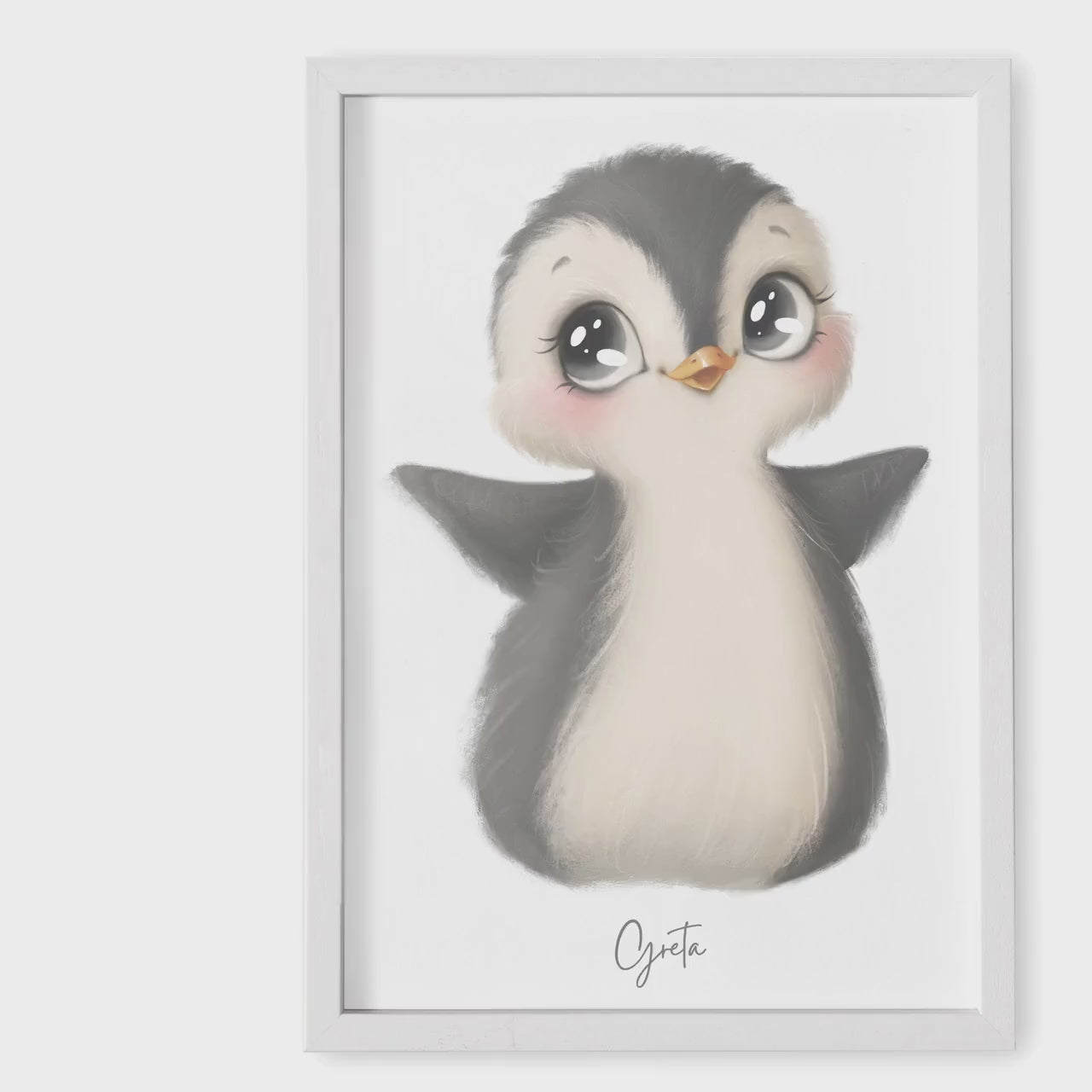 Baby Fußabdruck Bild Pinguin Fußabdrücke Personalisiert Babygeschenk zur Geburt Geschenk Kleinkind Kinderzimmerdeko (Ohne Farbe)