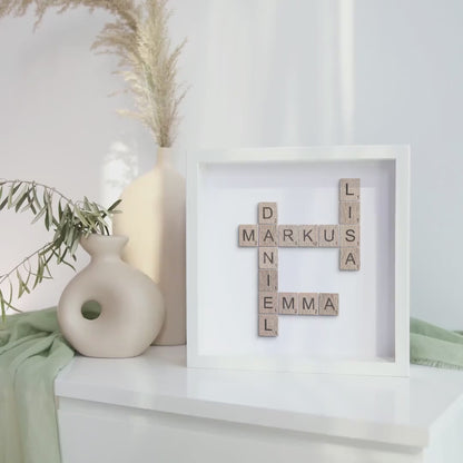 Scrabble Kreuzworträtsel Bild Familie Personalisiertes Familienposter Quadratisch (Ohne Rahmen)