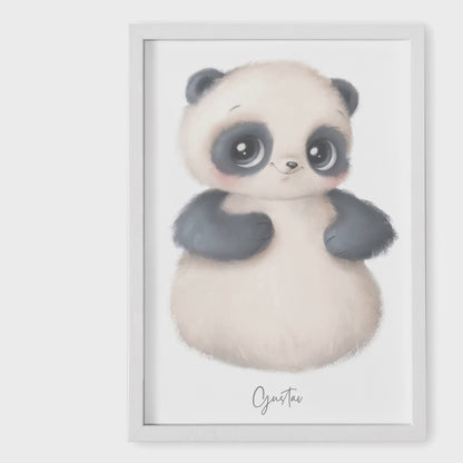 Baby Fußabdruck Bild Panda Fußabdrücke Personalisiert Babygeschenk zur Geburt Geschenk Kleinkind Kinderzimmerdeko (Ohne Farbe)