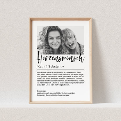 Herzensmensch Definition Poster Foto Fotoposter