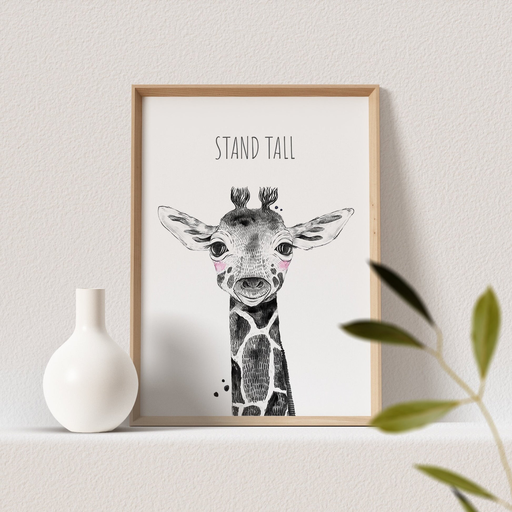 Kinderzimmer Poster Giraffe Giraffenbaby Tiere Safari Animals Babyzimmer Personalisierbarer Text