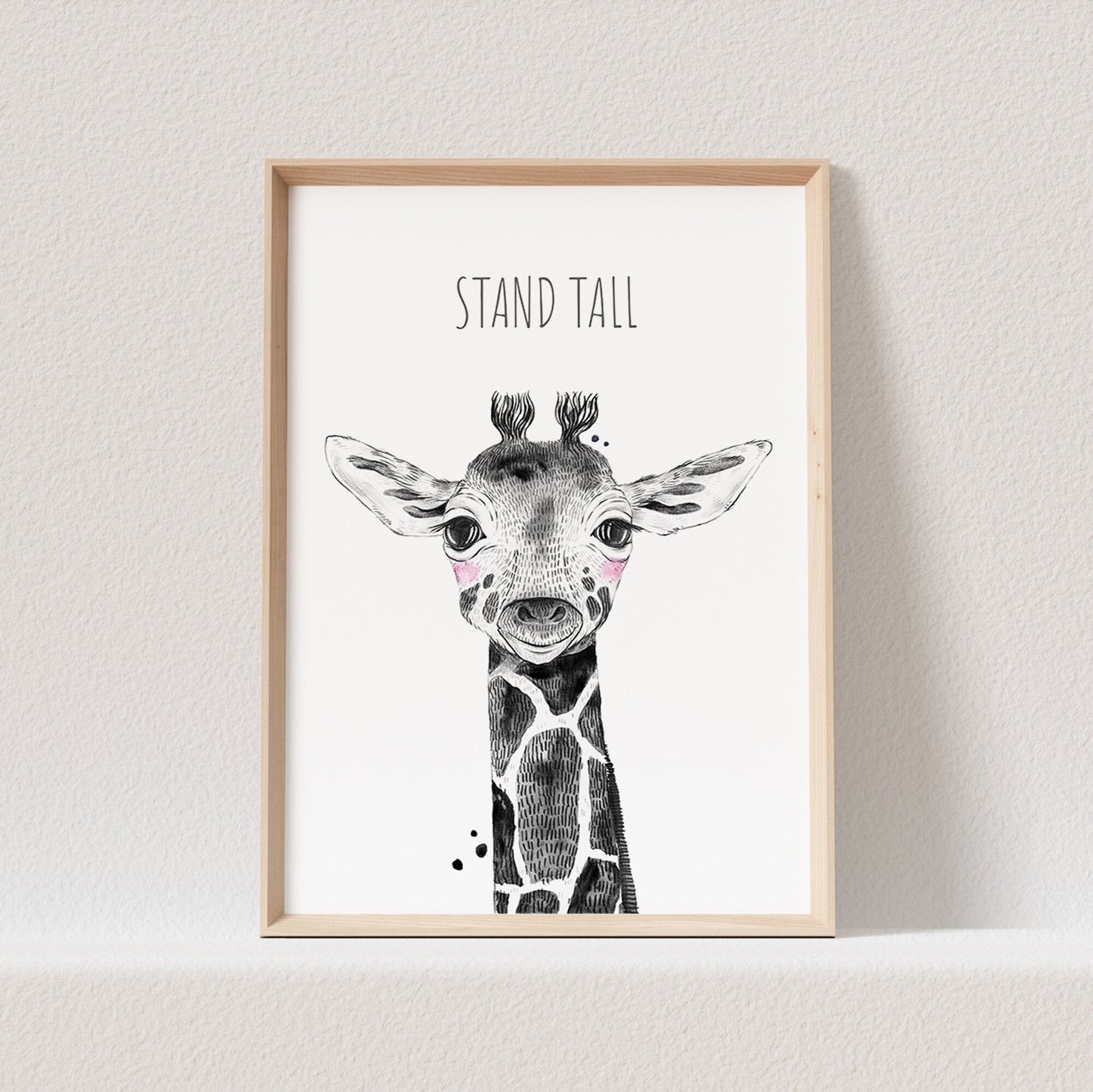 Kinderzimmer Poster Giraffe Giraffenbaby Tiere Safari Animals Babyzimmer Personalisierbarer Text