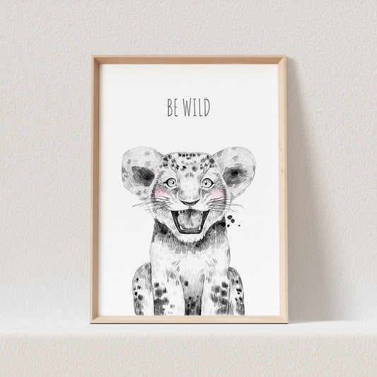 Kinderzimmer Poster Tiger Baby Tiere Safari Animals Babyzimmer Personalisierbarer Text