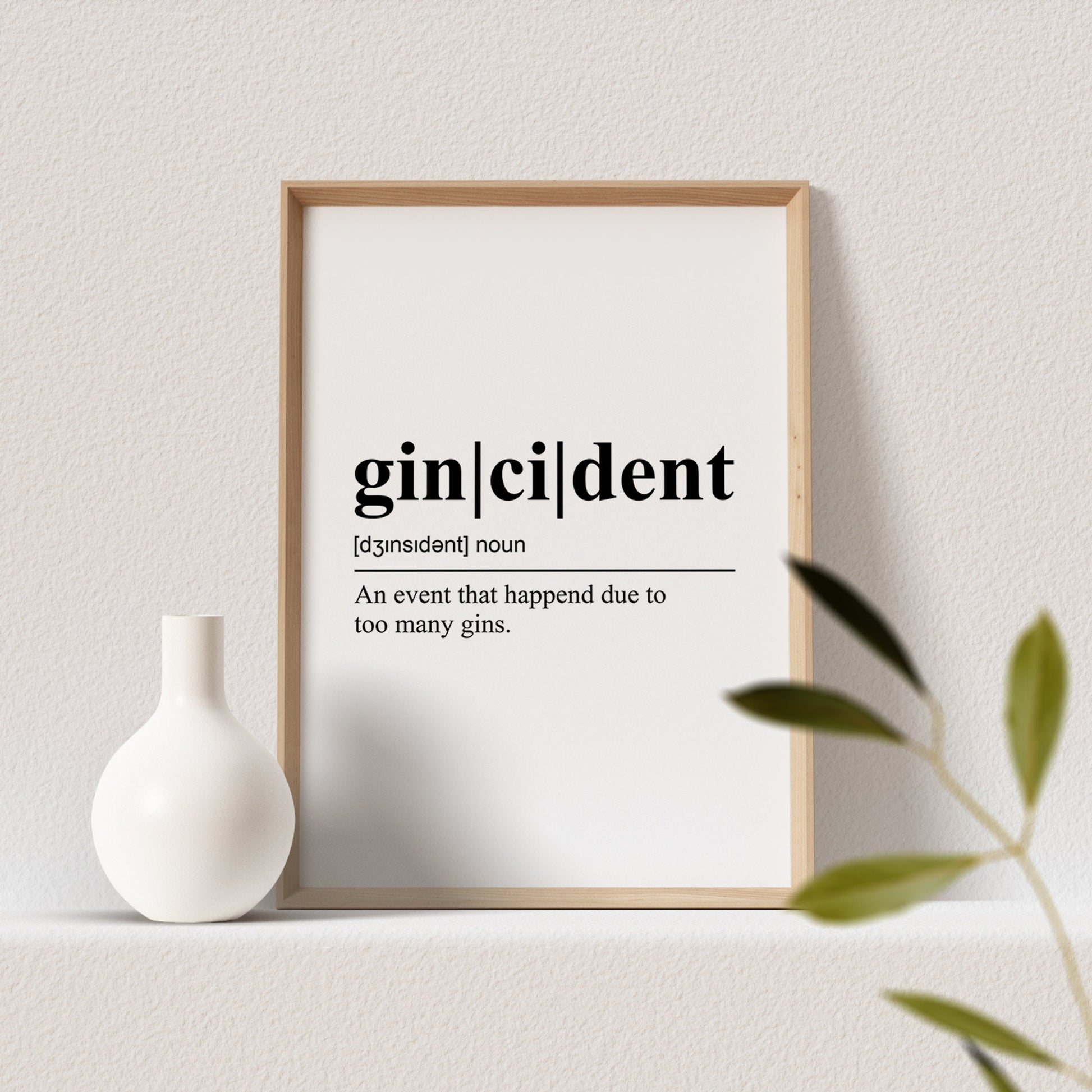 Gin Poster Gincident Definition Geschenk Küchenbild Küchenposter