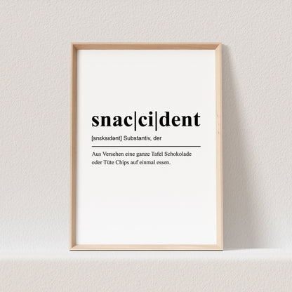 Snaccident Poster Snack Definition Küche Geschenk Küchenbild Küchenposter