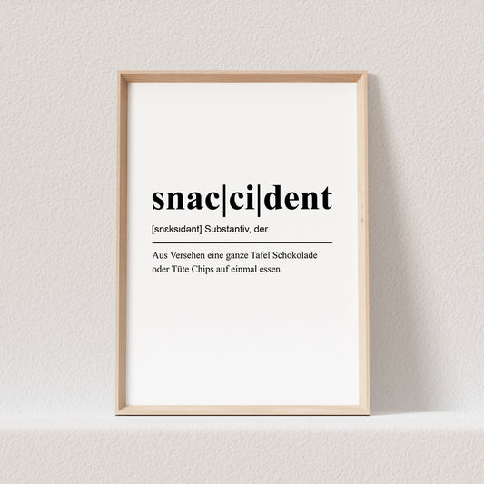 Snaccident Poster Snack Definition Küche Geschenk Küchenbild Küchenposter