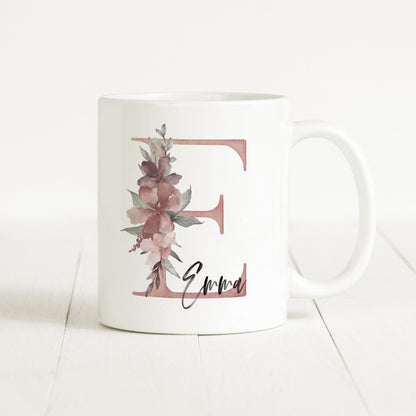 Tasse Personalisiert Buchstabe Blumen Name Namensgeschenk