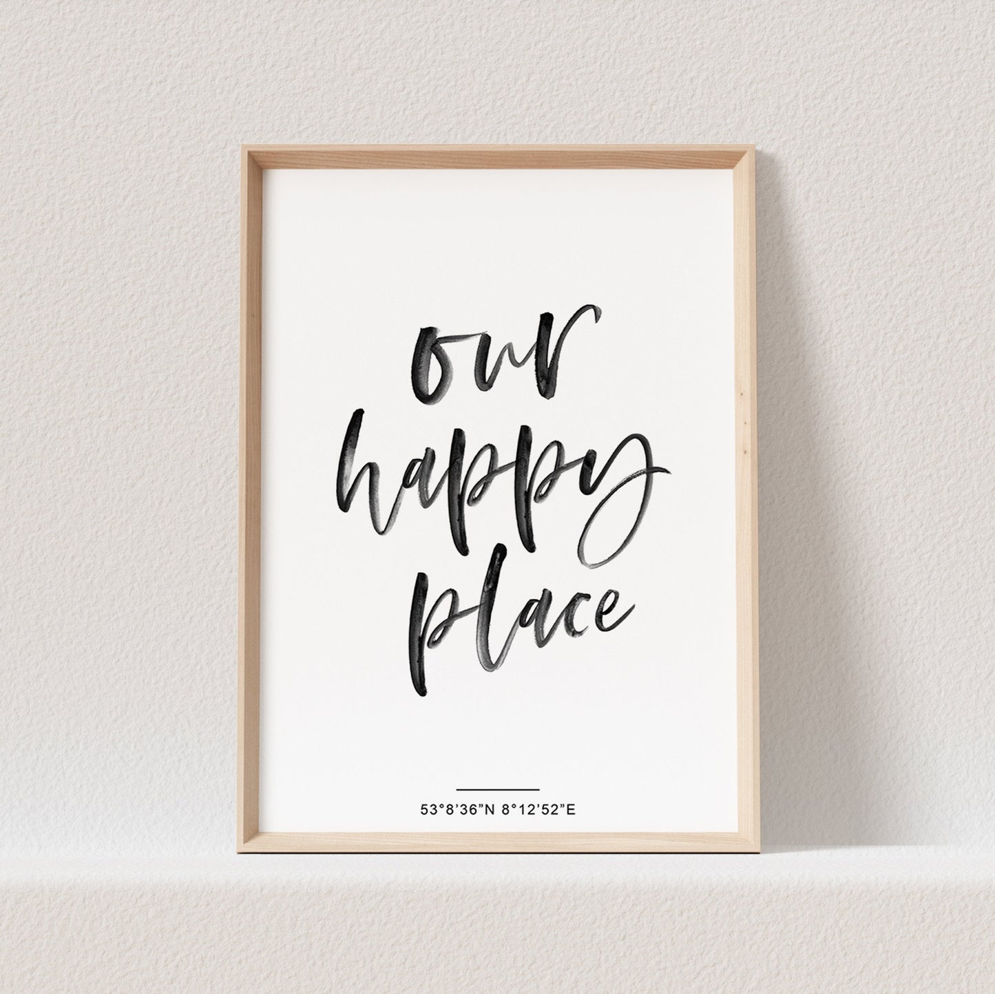 Our Happy Place Poster Koordinaten Stadt Ort Zu Hause Heimat Kalligraphie Personalisierbar