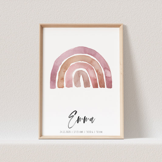 Geburtsposter Regenbogen Junge Mädchen Geburt Personalisierbar Namensgeschenk Geburtsdaten Geburtstag Baby Party Geschenk
