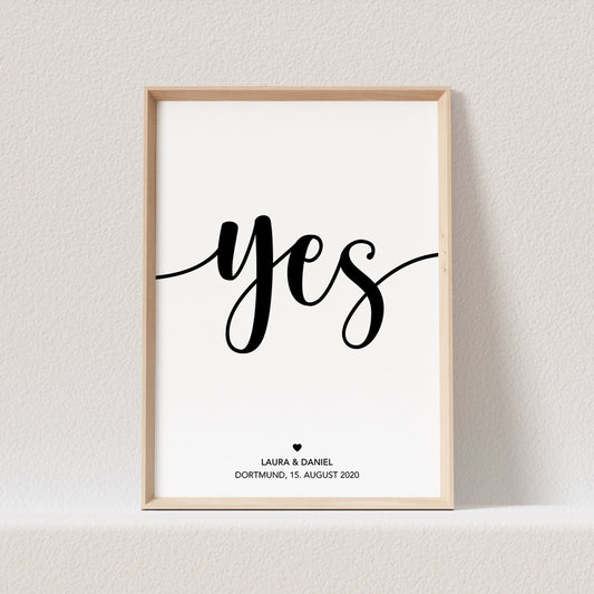Yes Poster Hochzeitsposter Personalisiert Namen Hochzeitstag Hochzeitsgeschenk