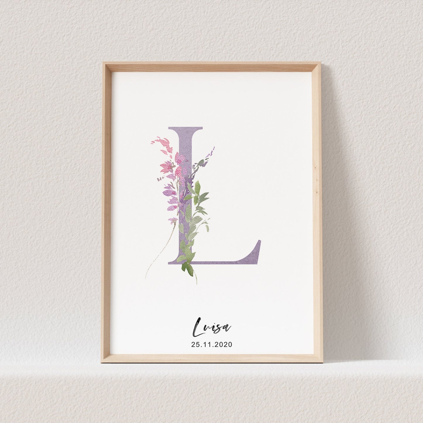 Geburtsposter Mädchen Buchstabe Blumen Kinderzimmer Poster Name Babyzimmer Namensgeschenk Bild Buchstabenposter