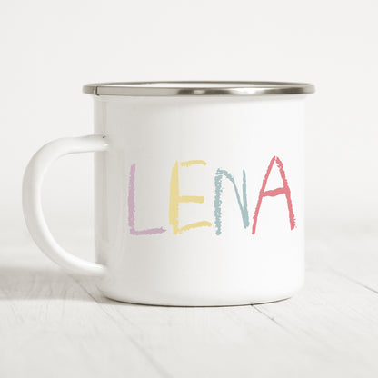 Emaille Tasse Kinder Personalisiert Buchstabe Wachsmalstift Becher
