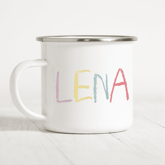 Emaille Tasse Kinder Personalisiert Buchstabe Wachsmalstift Becher