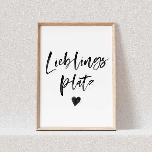 Lieblingsplatz Poster Spruch Herz Einzug Geschenk