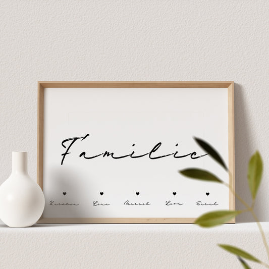 Familie Poster Personalisiert Familienposter Herzen Querformat