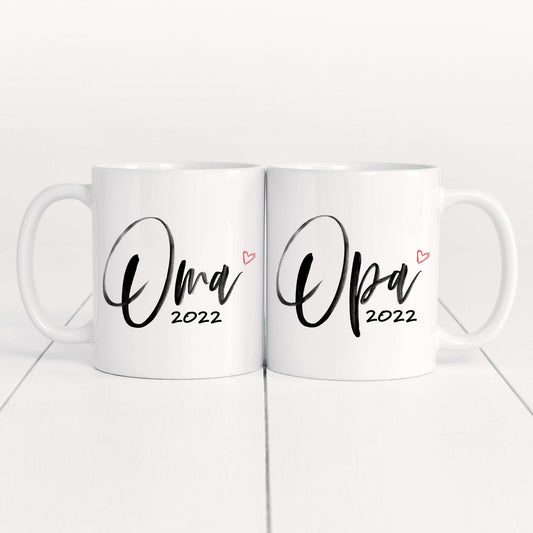 Tassenpaar Oma Opa 2022 Tasse Werdende Großeltern Schwangerschaft Verkünden Geschenk