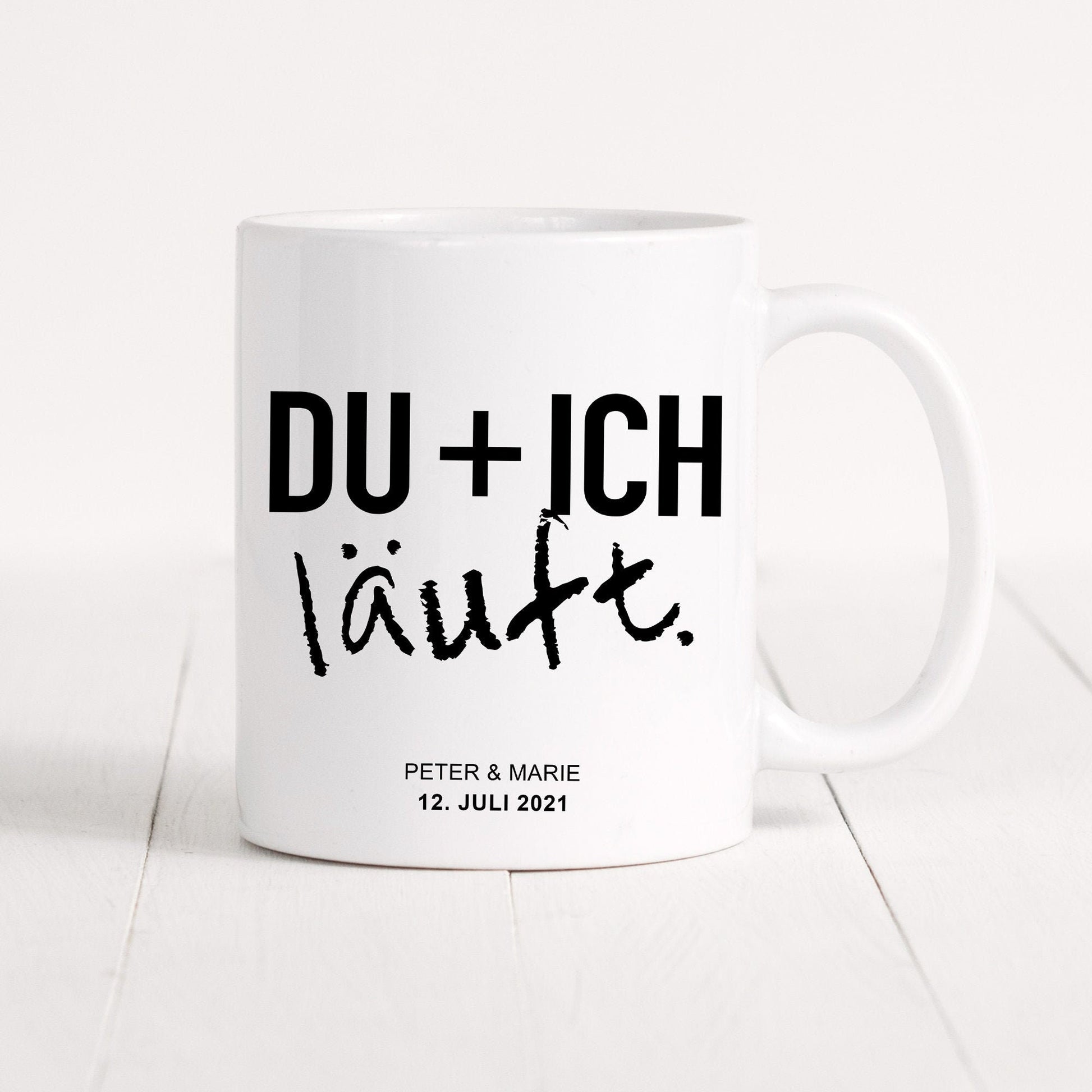 Du Ich Läuft Tasse Personalisiert mit Name + Datum Jahrestag Hochzeitstag Hochzeitsgeschenk