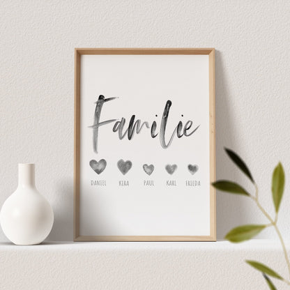Familienposter Familie Poster Personalisiertes Geschenk Familie | Hochformat Querformat