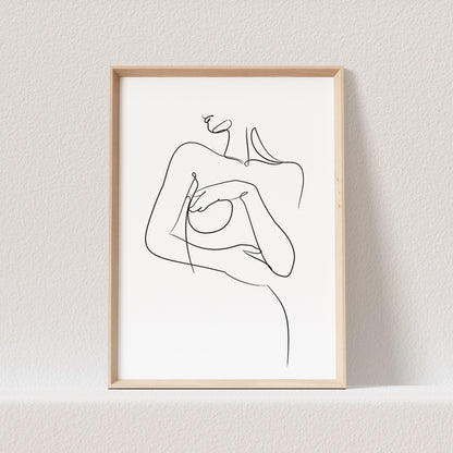 Line Art Poster Frau Erotisch Sinnlich Print Bild Wanddeko Minimalistisch