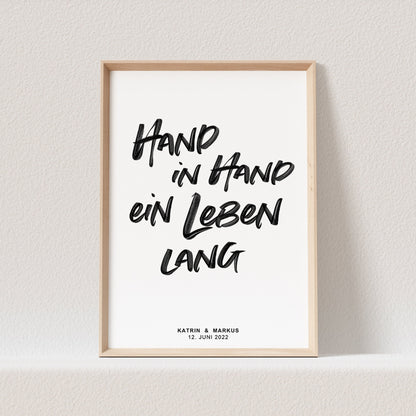 Hand In Hand Ein Leben Lang Poster Personalisierbar Hochzeitstag Hochzeitsposter Hochzeitsgeschenk