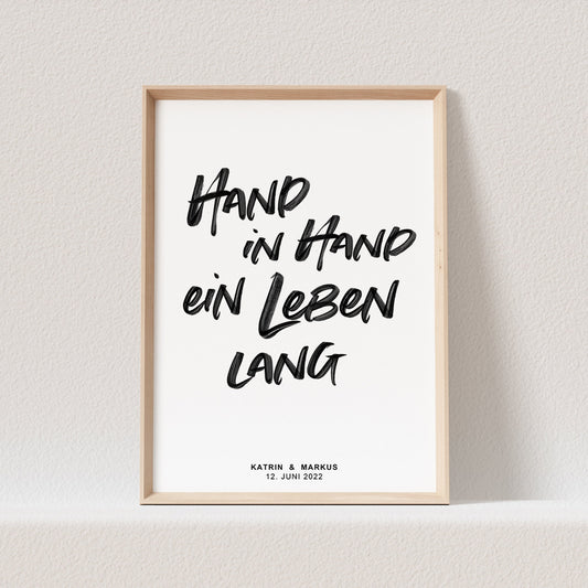 Hand In Hand Ein Leben Lang Poster Personalisierbar Hochzeitstag Hochzeitsposter Hochzeitsgeschenk