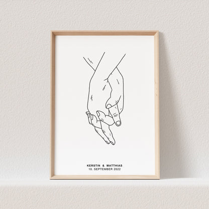 Hand In Hand Poster Hände Bild Personalisierbar Hochzeitstag Hochzeitsposter Hochzeitsgeschenk