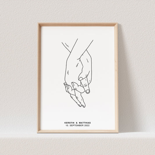 Hand In Hand Poster Hände Bild Personalisierbar Hochzeitstag Hochzeitsposter Hochzeitsgeschenk