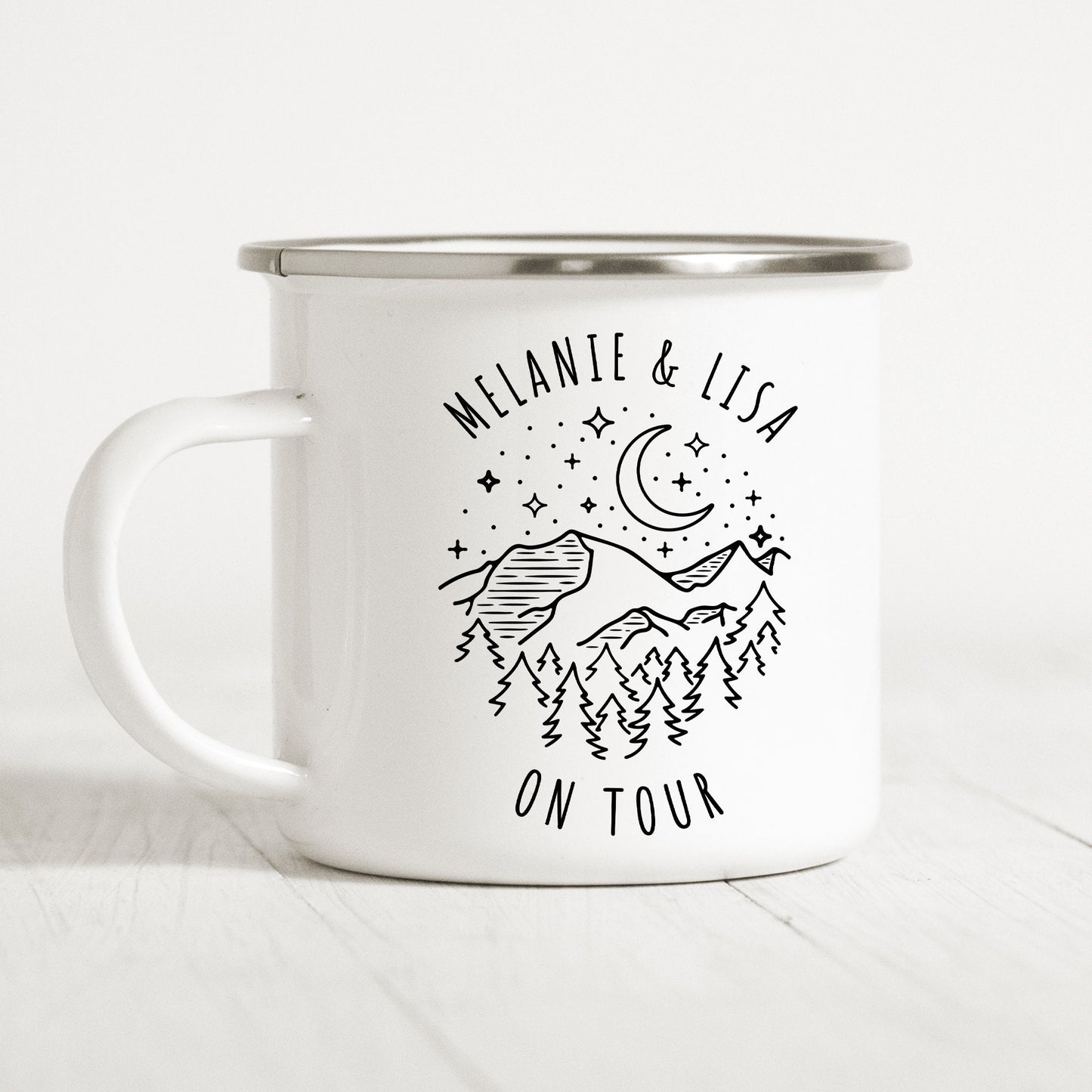 Emaille Tasse Camping Personalisiert Campingbecher Metalltasse Zelten Campen Wohnmobil Camping Geschenk