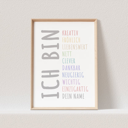 Affirmationsposter Kinder Affirmation Poster Personalisiert Positives Denken Kinderzimmer Bild