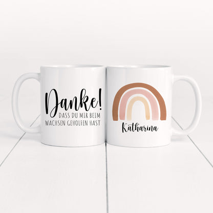 Danke Dass Du Mir Beim Wachsen Geholfen Hast Tasse Erzieherin Personalisiert Regenbogen Kindergärtnerin Geschenk Abschiedsgeschenk