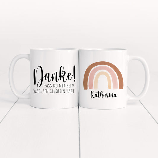 Danke Dass Du Mir Beim Wachsen Geholfen Hast Tasse Erzieherin Personalisiert Regenbogen Kindergärtnerin Geschenk Abschiedsgeschenk
