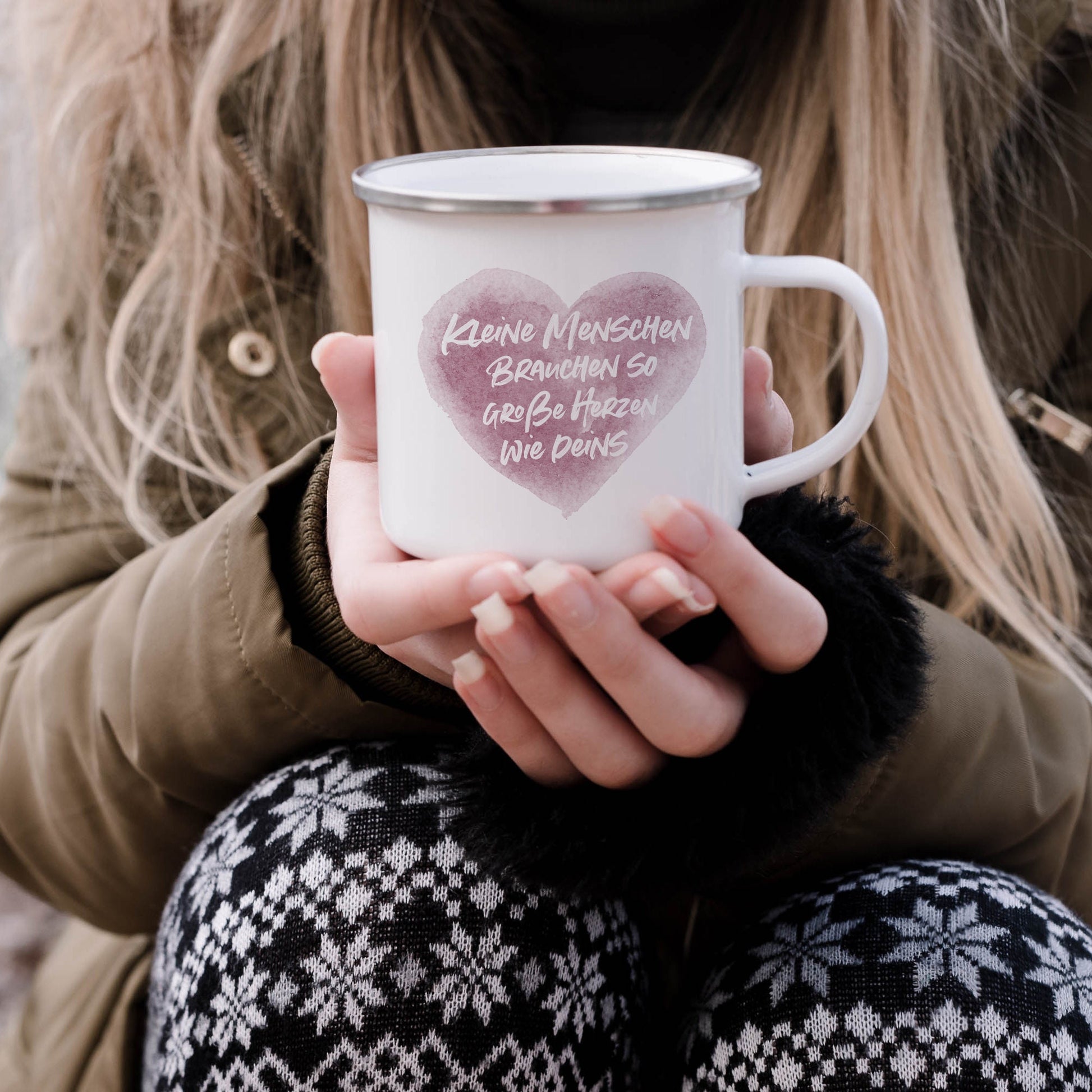 Kleine Menschen Brauchen So Große Herzen Wie Deins Emaille Tasse Emailletasse Erzieherin Kindergarten Kindergärtnerin Abschiedsgeschenk