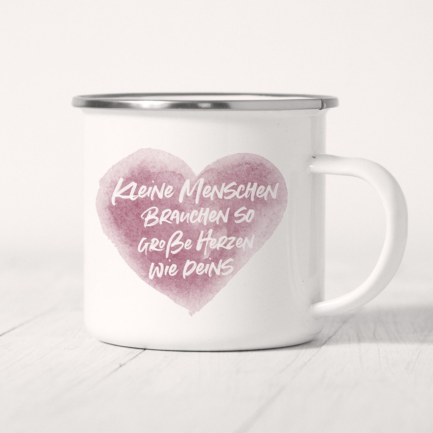 Kleine Menschen Brauchen So Große Herzen Wie Deins Emaille Tasse Emailletasse Erzieherin Kindergarten Kindergärtnerin Abschiedsgeschenk
