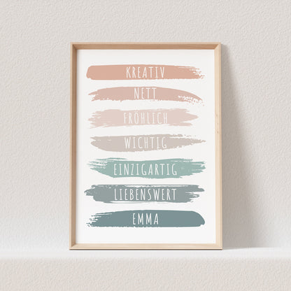 Affirmationsposter Kinder Affirmation Poster Personalisiert Positives Denken Boho Farben Kinderzimmer Bild