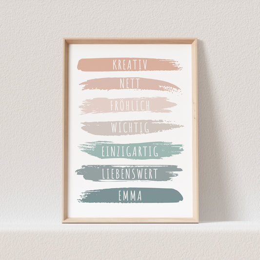 Affirmationsposter Kinder Affirmation Poster Personalisiert Positives Denken Boho Farben Kinderzimmer Bild