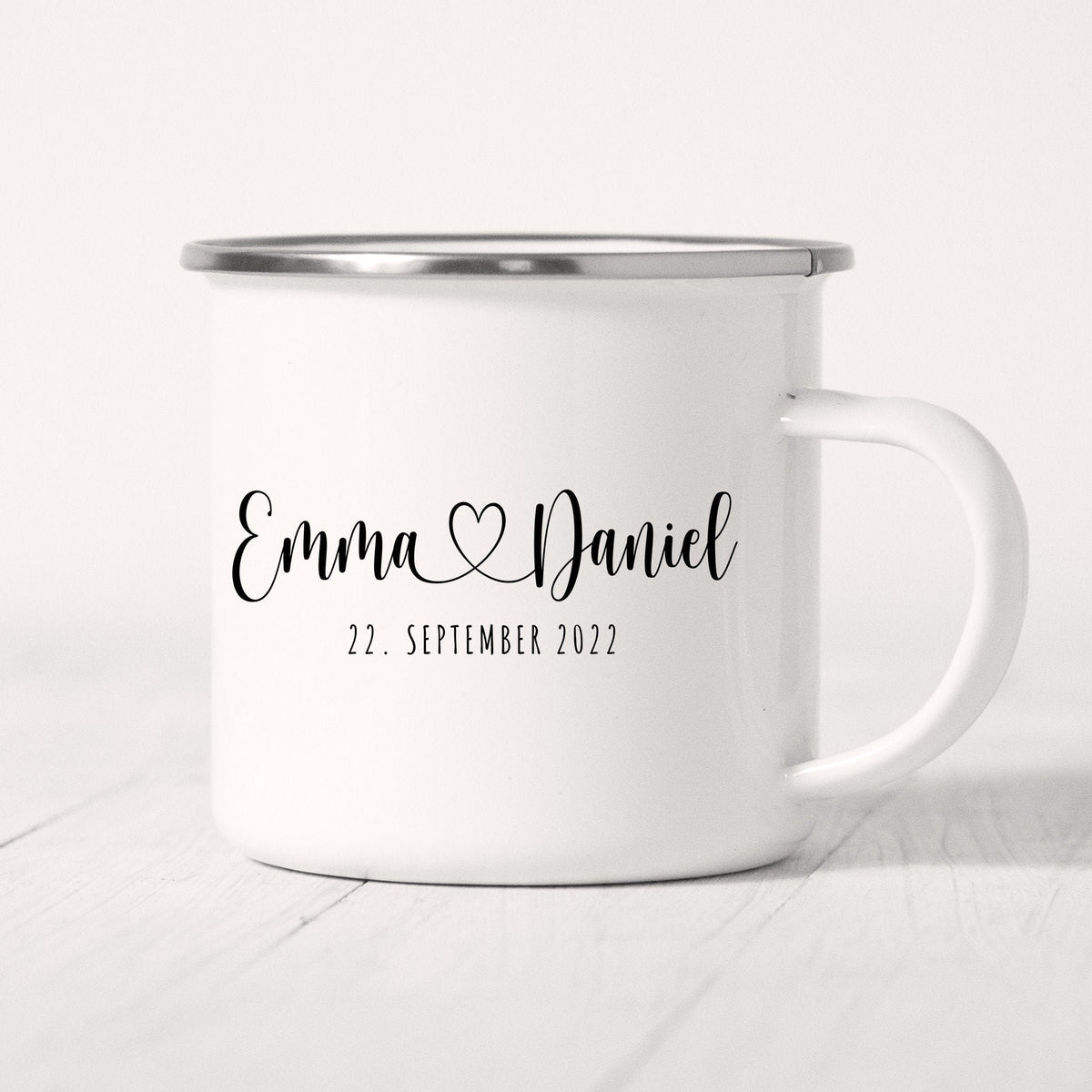 Emaille Tasse Hochzeit Personalisiert Bräutigam Braut Namen Brautpaar Hochzeitstag Hochzeitsgeschenk – DEL MÀ