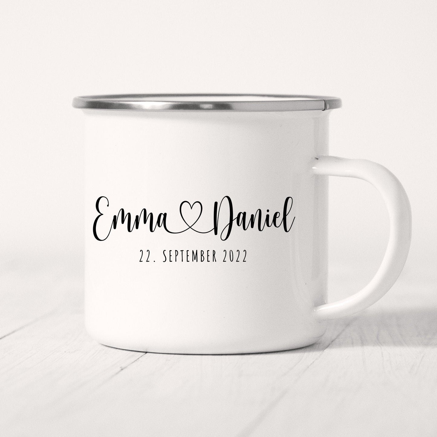 Emaille Tasse Hochzeit Personalisiert Bräutigam Braut Namen Brautpaar Hochzeitstag Hochzeitsgeschenk