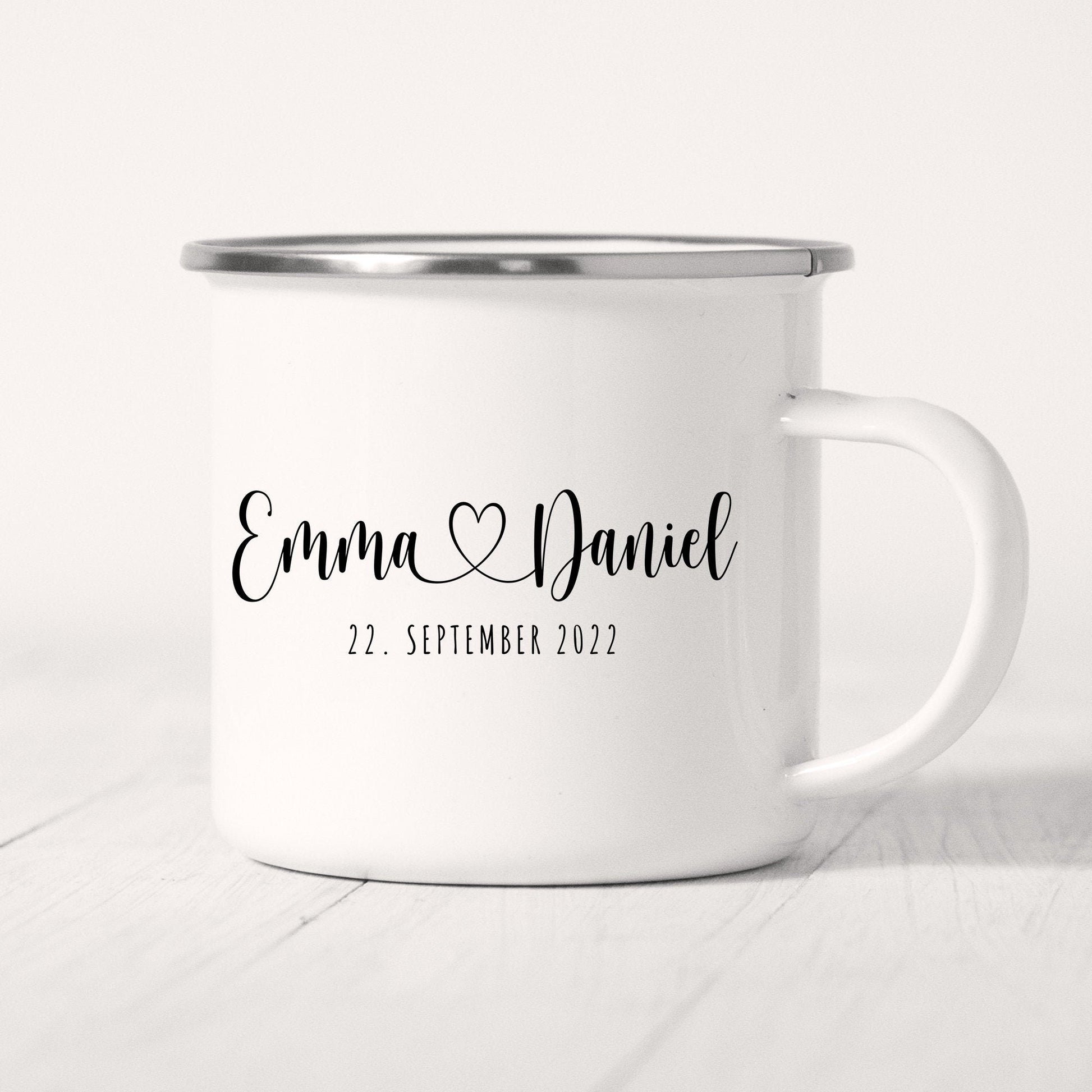 Emaille Tasse Hochzeit Personalisiert Bräutigam Braut Namen Brautpaar Hochzeitstag Hochzeitsgeschenk
