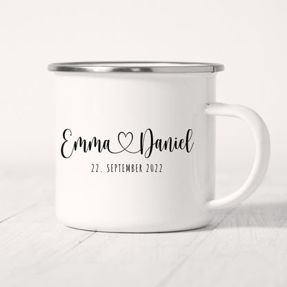 Emaille Tasse Hochzeit Personalisiert Bräutigam Braut Namen Brautpaar Hochzeitstag Hochzeitsgeschenk