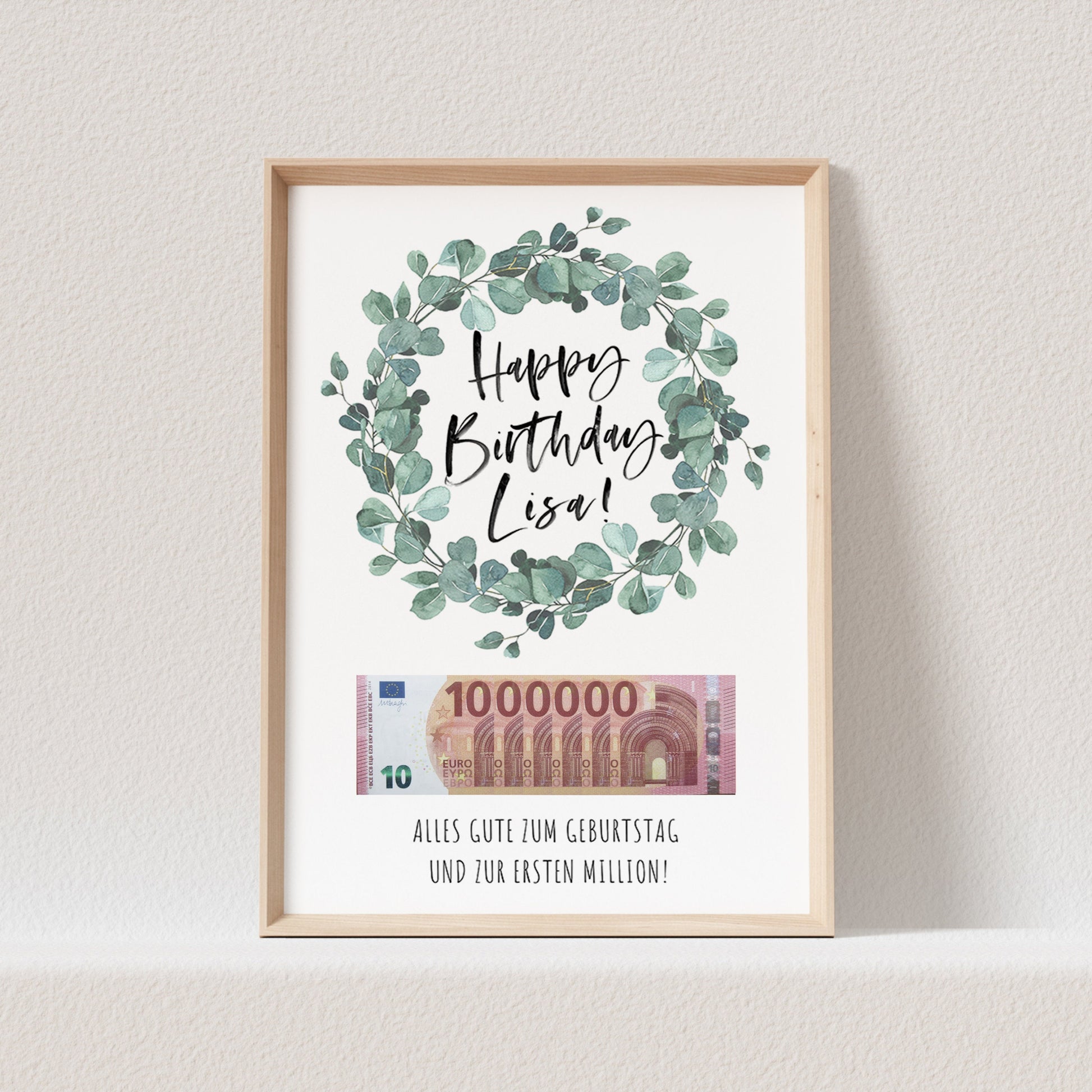 Geldgeschenk Geburtstag Poster Geburtstagsposter Personalisierbar Erste Million Geburtstagsgeschenk Personalisiert