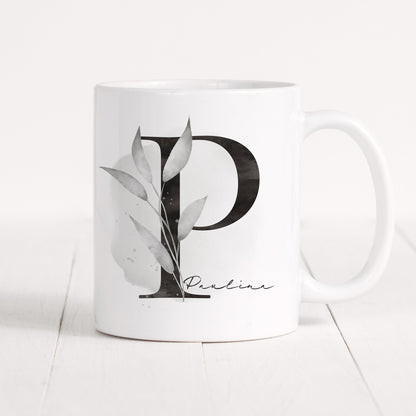 Tasse Personalisiert Namenstasse Buchstabentasse Buchstabe Name Blumen Floral Namensgeschenk