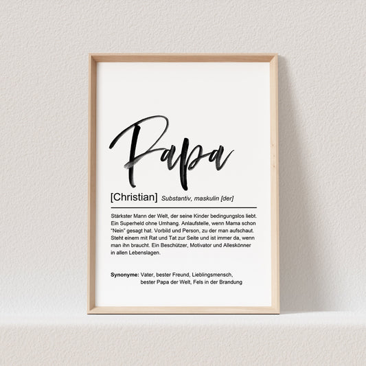 Papa Definition Poster Personalisiert Vater Namen Papa Geschenk Vatertagsgeschenk