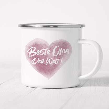 Beste Oma Der Welt Tasse Emaille Herz Geschenk Großmutter