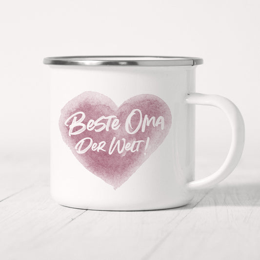 Beste Oma Der Welt Tasse Emaille Herz Geschenk Großmutter