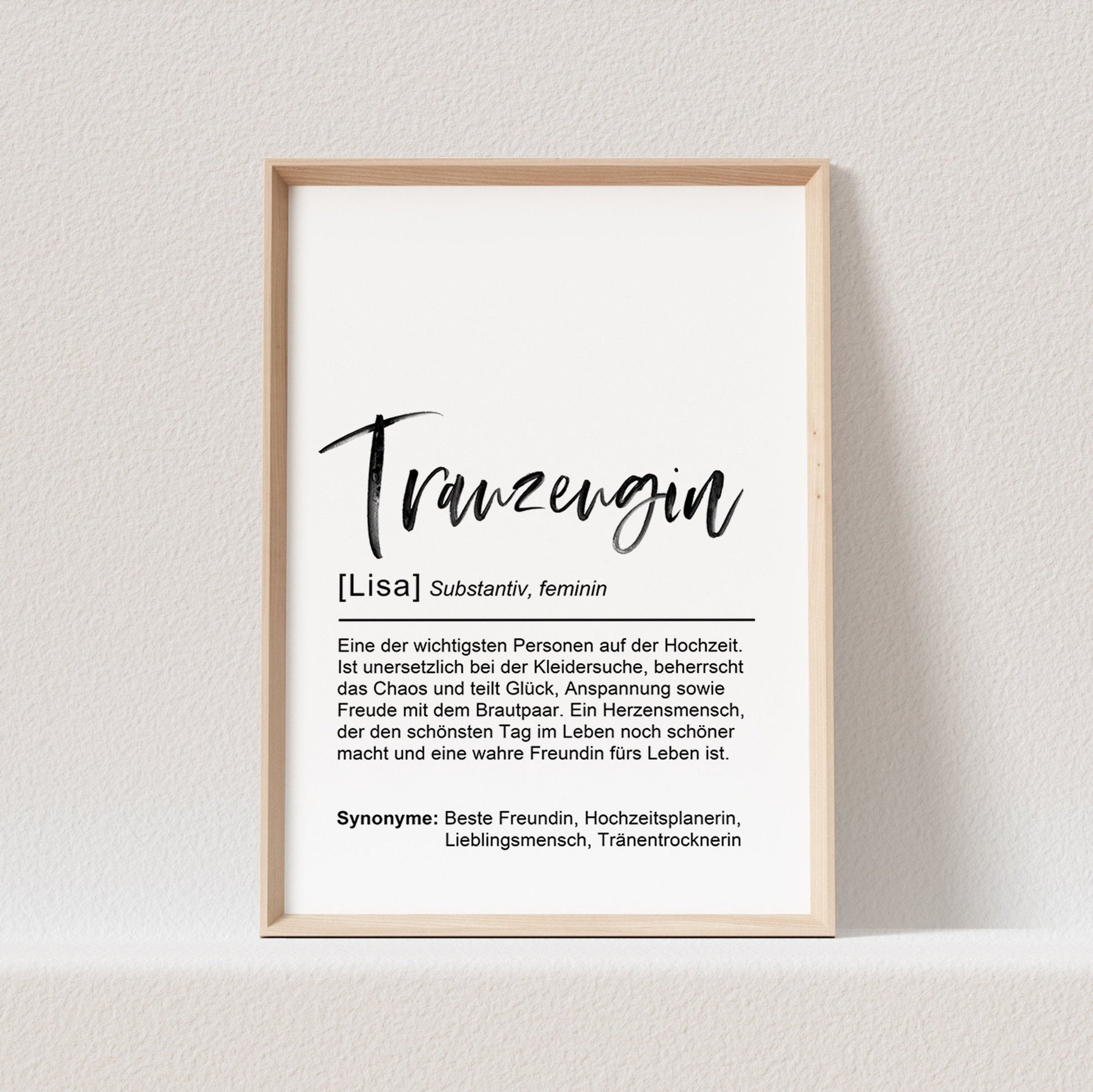 Trauzeugin Definition Poster Personalisierbar Bild Trauzeugin Fragen Geschenk