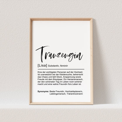 Trauzeugin Definition Poster Personalisierbar Bild Trauzeugin Fragen Geschenk