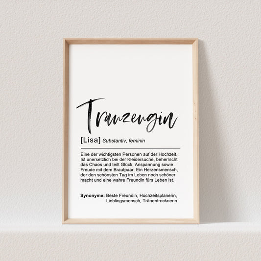 Trauzeugin Definition Poster Personalisierbar Bild Trauzeugin Fragen Geschenk