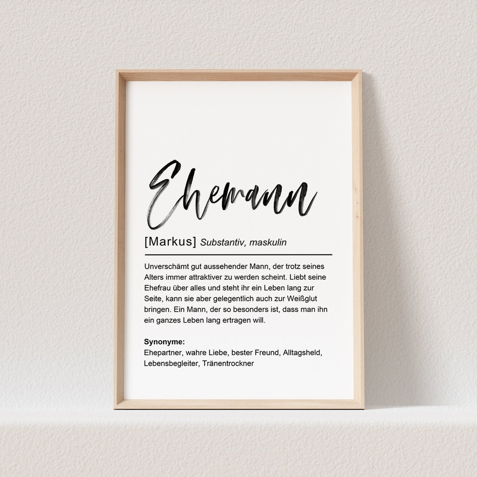 Ehemann Definition Poster Personalisierbar Hochzeit Bräutigam Hochzeitstag Geschenk Hochzeitsgeschenk